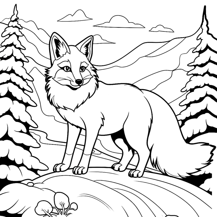Dibujo para colorear Zorro rojo inteligente
