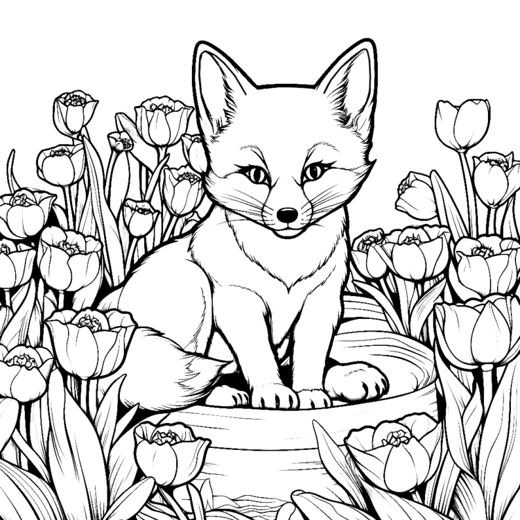 Dibujo para colorear zorro de jardín