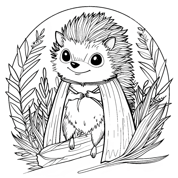 Dibujo para colorear erizo feliz