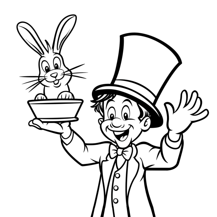 Coloring picture happy magician