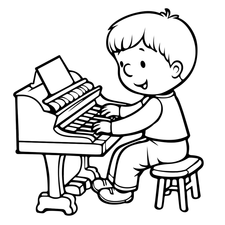 Ausmalbild Kinderpianist