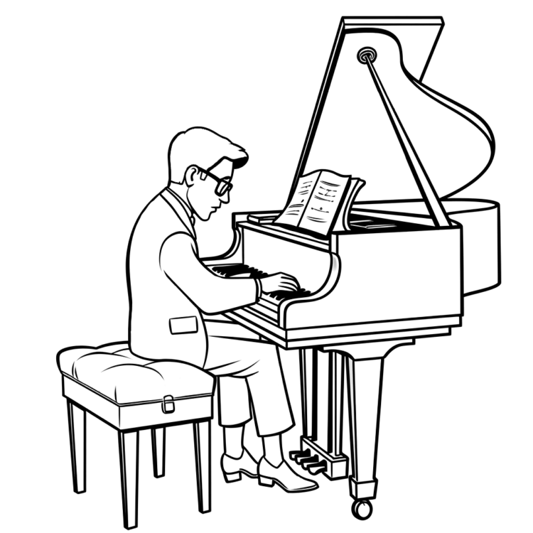 Coloring picture piano