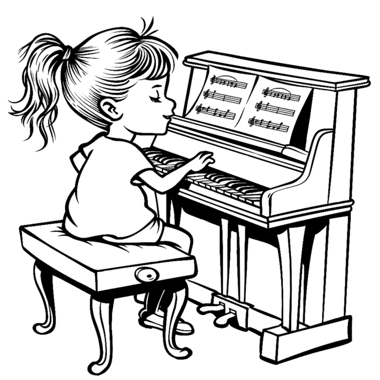 Coloring picture piano player
