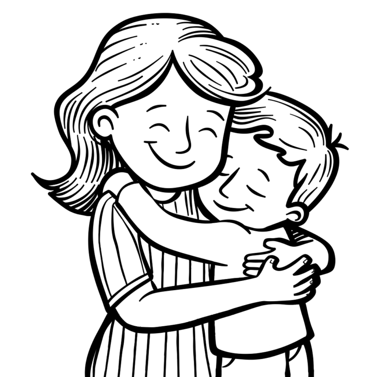 Coloring picture loving mother
