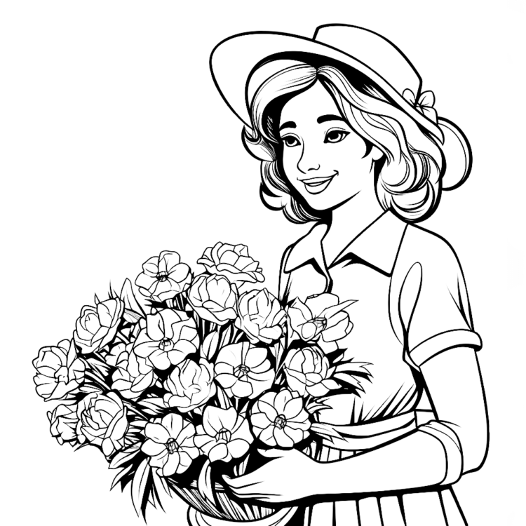 Coloring picture mom's flowers