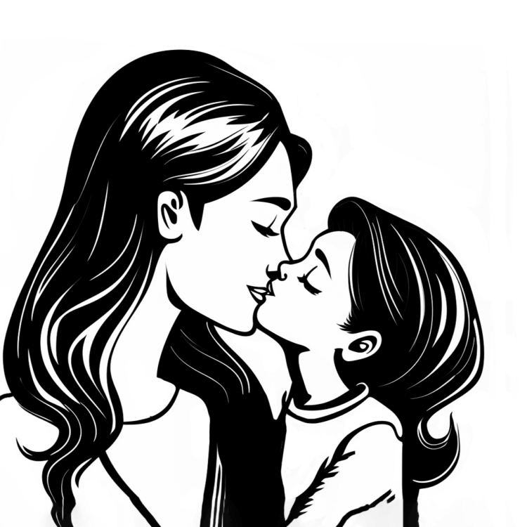 Motherly hugs coloring page