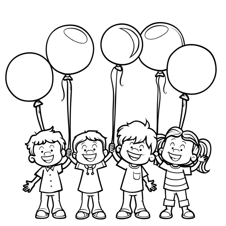 New Year's balloons coloring page
