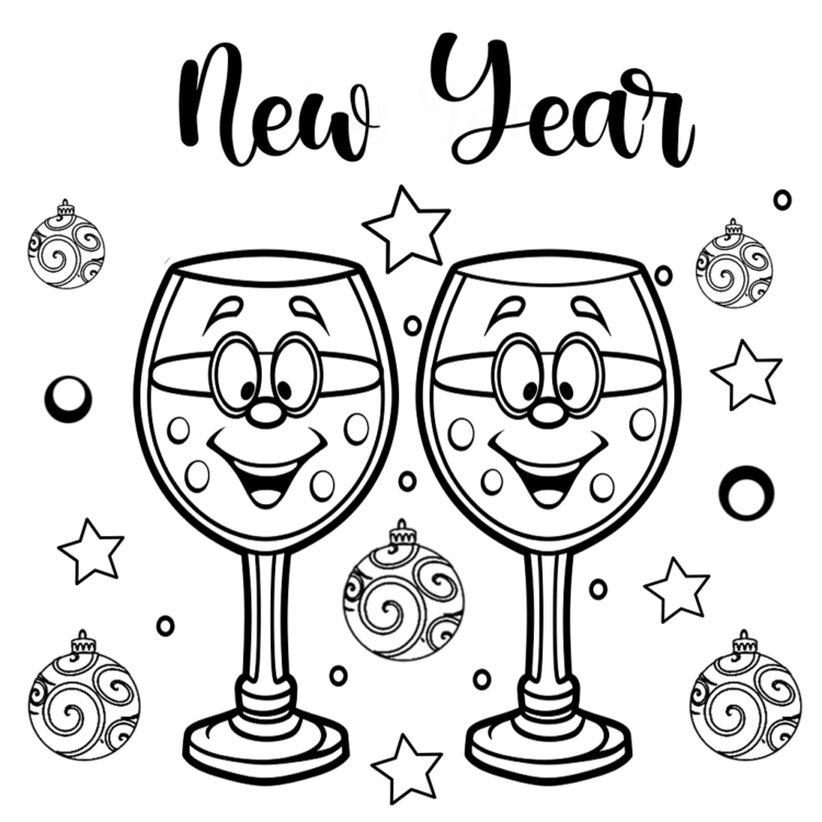 Coloring picture New Year's joy