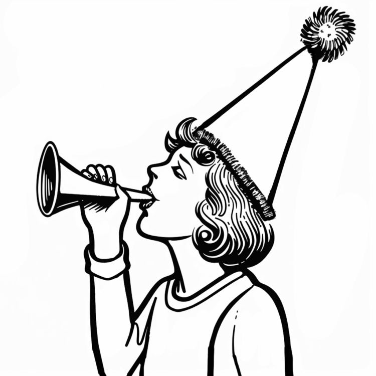 Ausmalbild Neujahrshorn