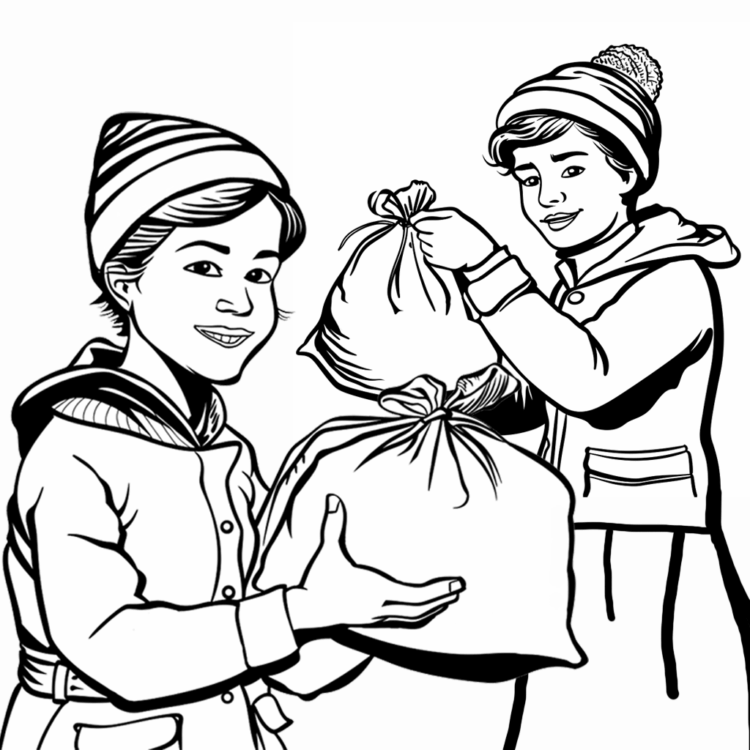 Coloring picture New Year's blessing
