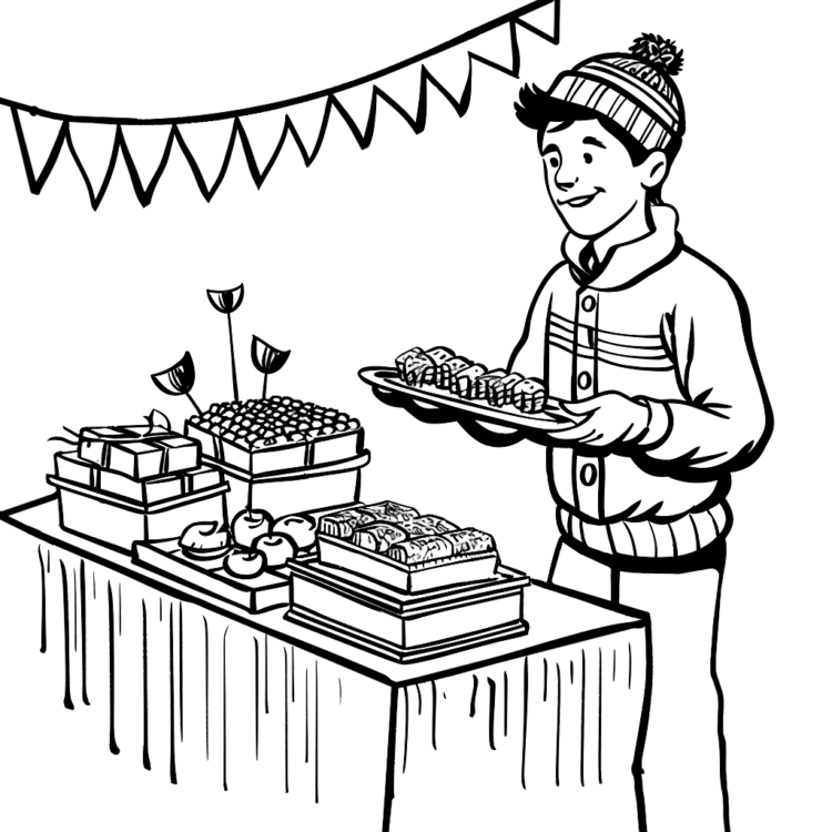 Coloring picture New Year's Eve party