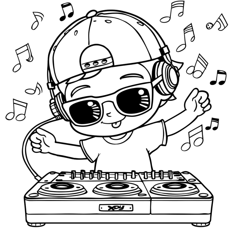 Ausmalbild mit lebendiger Musik