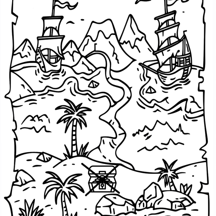 Ausmalbild-Abenteuerkarte