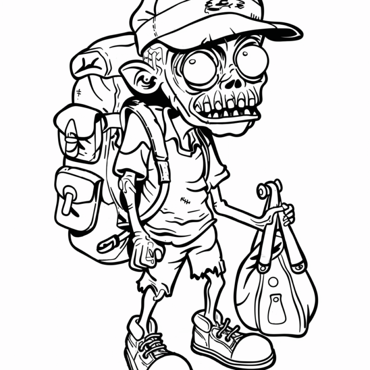 Ausmalbild Abenteuerlustiger Zombie