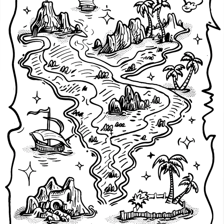 Old treasure map coloring page