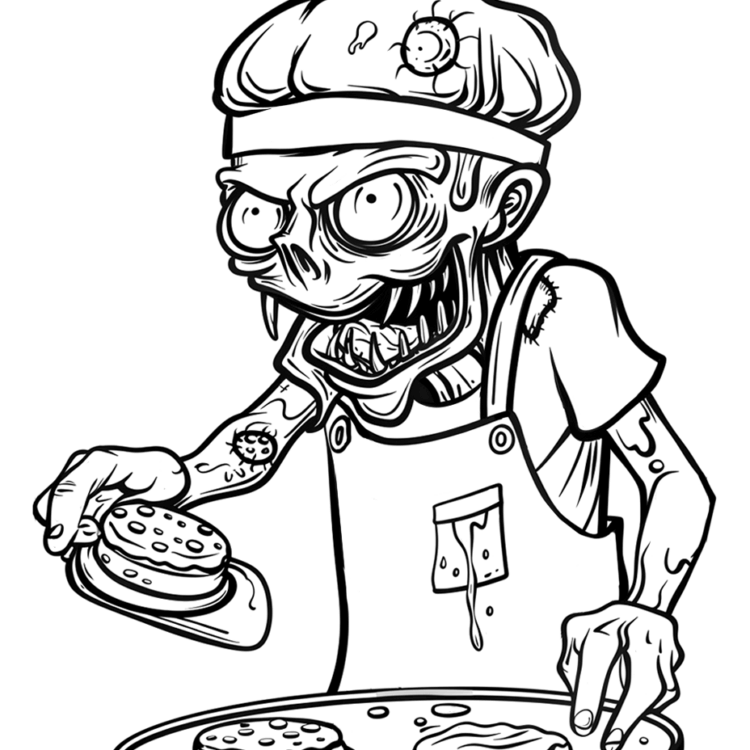 Dibujo para colorear zombi panadero