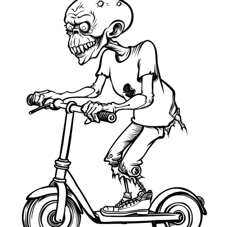 Dibujo para colorear motero zombie