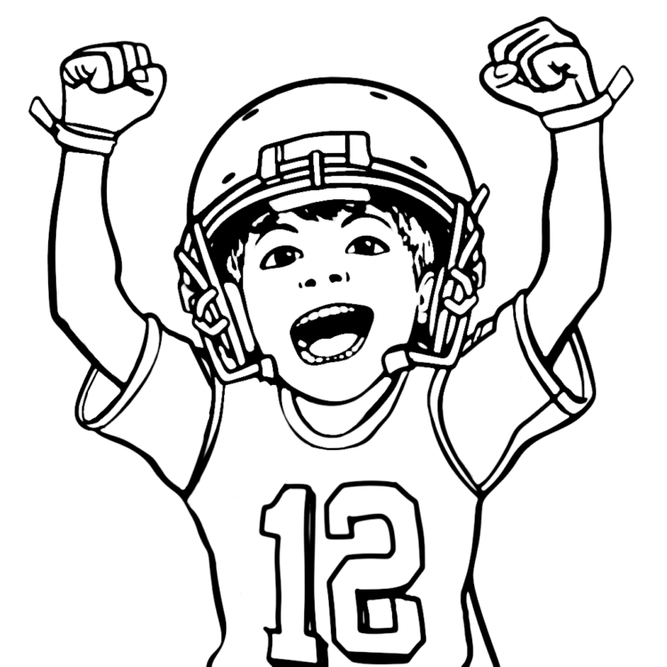 Coloring picture football player cheers