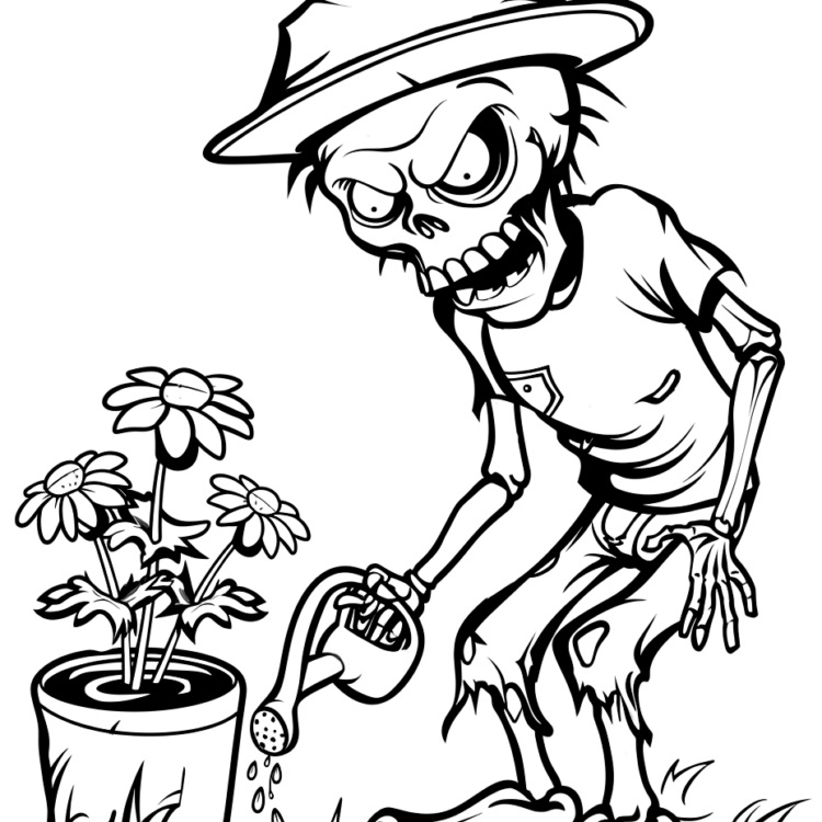 Coloring picture pouring zombie