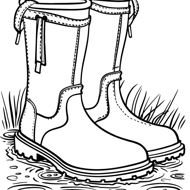 Dibujo para colorear botas de goma