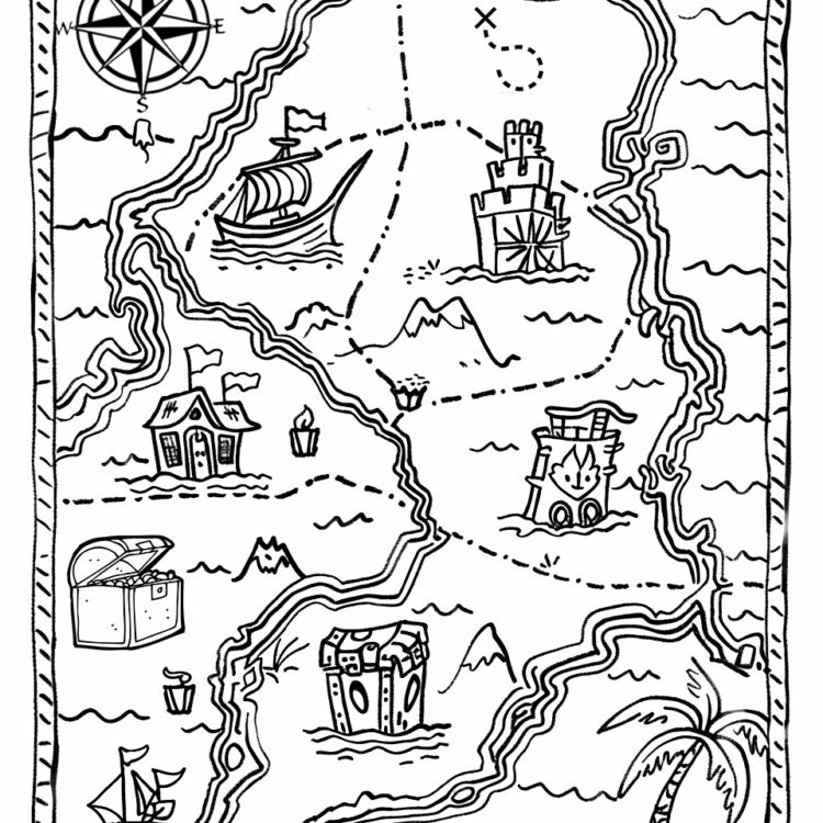 Dibujo para colorear mapa del capitán del mar