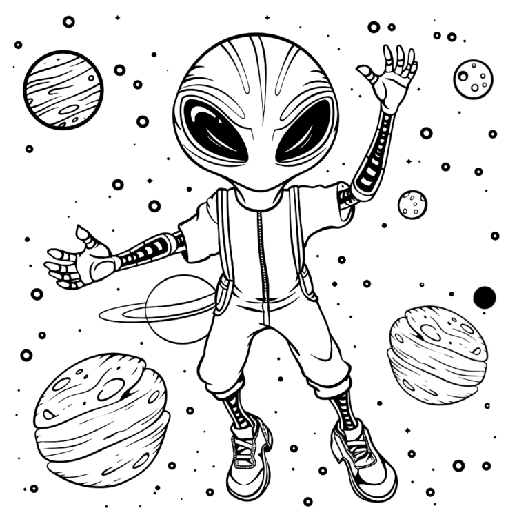 Cosmic alien coloring page