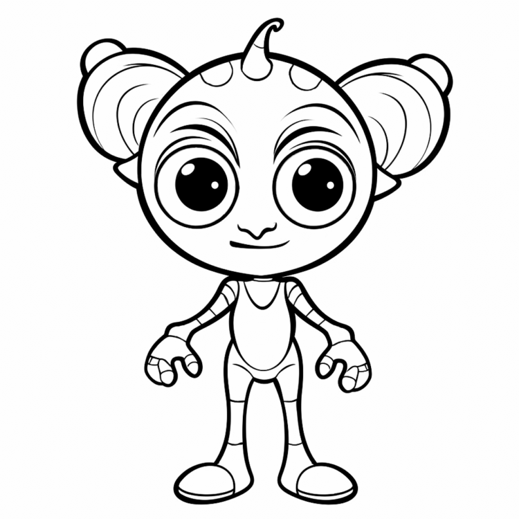 Dibujo para colorear simpático extraterrestre