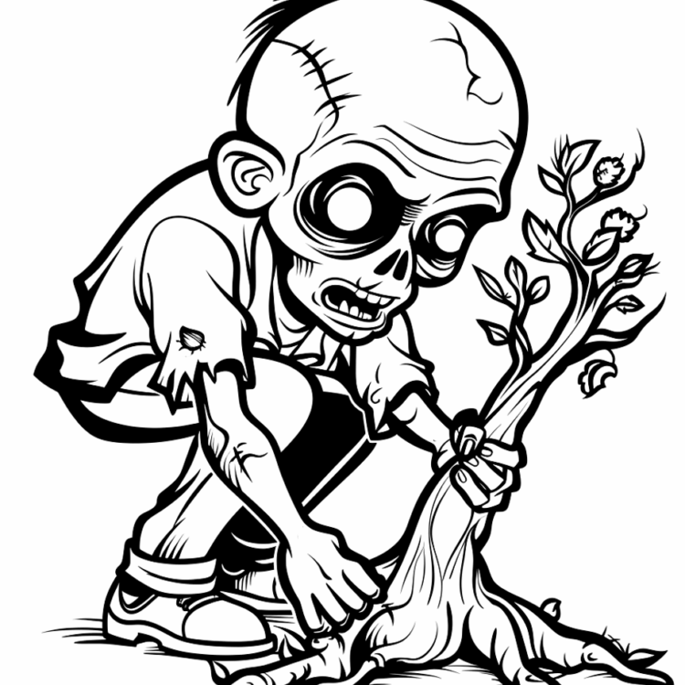 Ausmalbild Pflanzender Zombie