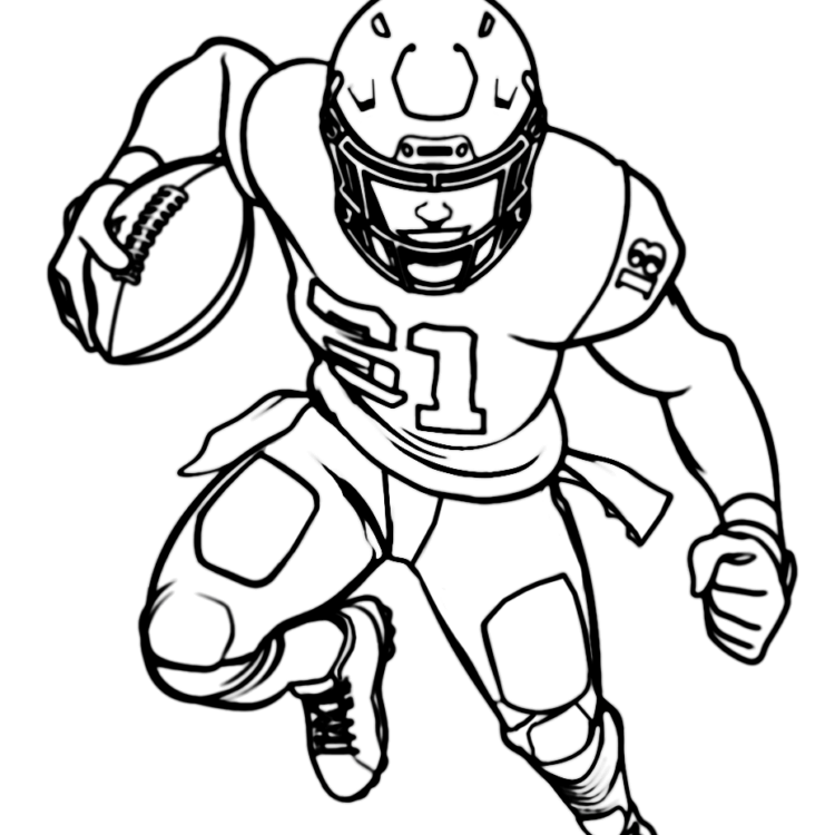 Dibujo para colorear jugador pose fútbol americano