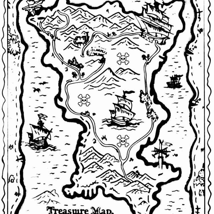 Dibujo para colorear Mapa del tesoro enterrado