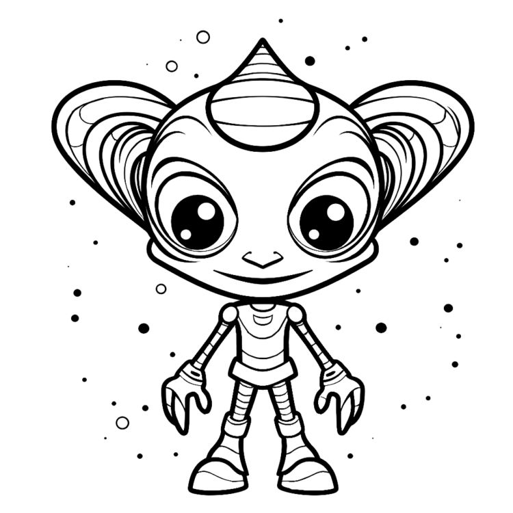 Space alien coloring page