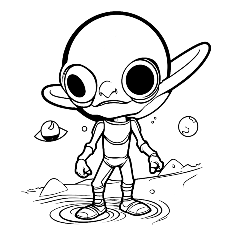 Dibujo para colorear aventura espacial extraterrestre