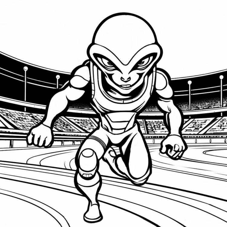 Coloring picture alien athlete