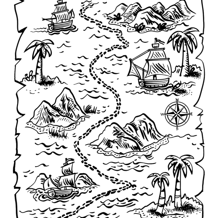 Mapa del tesoro dibujos para colorear gratis