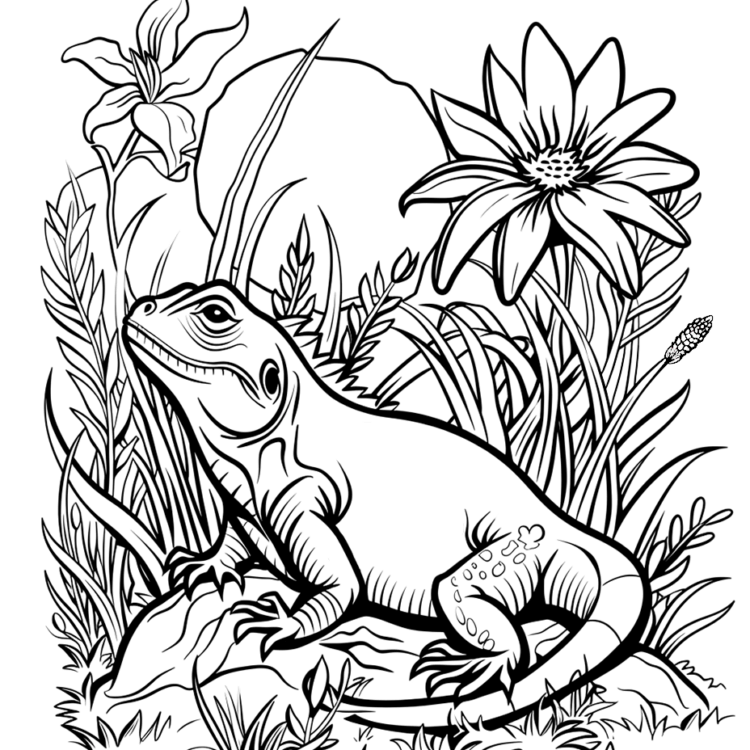 Dibujo para colorear lagartija bebé