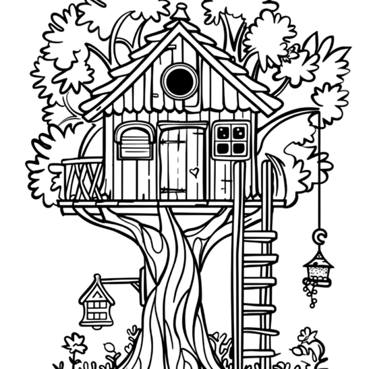 Ausmalbild Baumhaus
