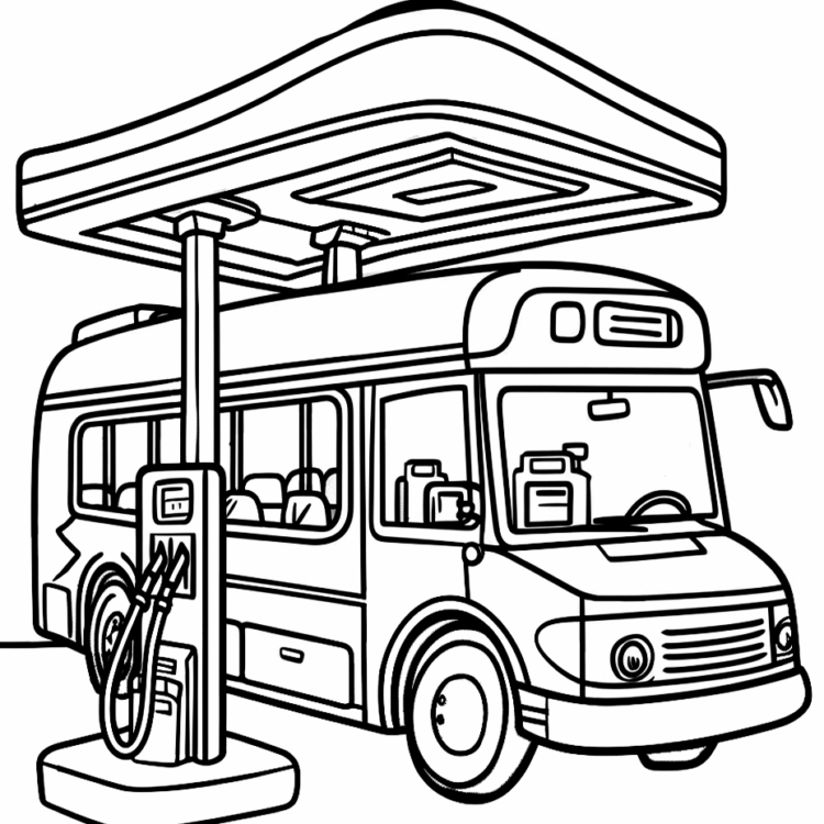 Dibujo para colorear autobús animado
