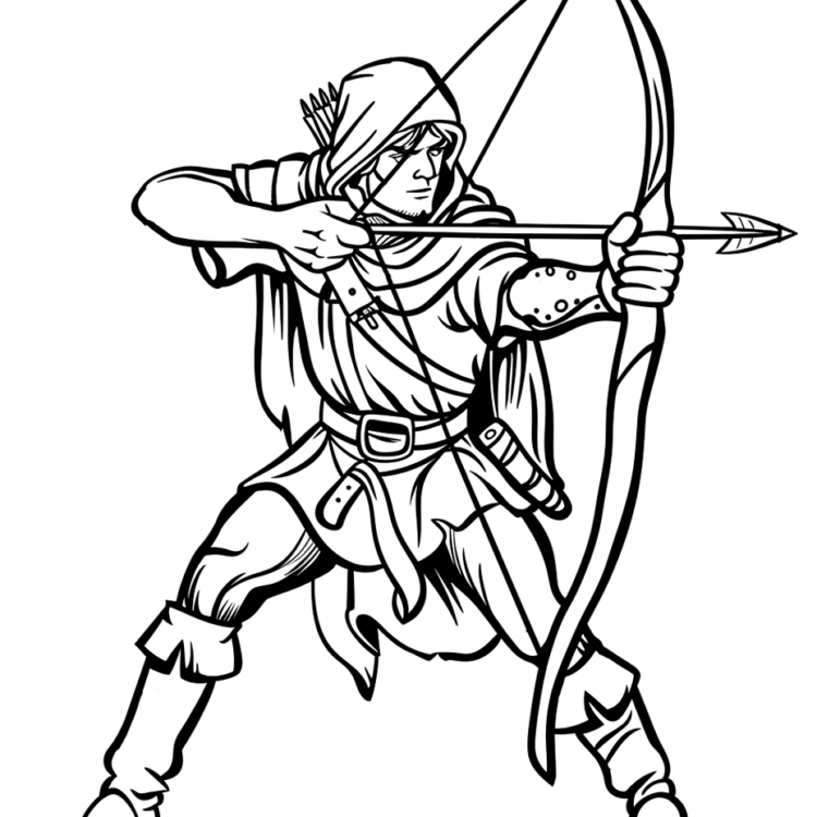 Dibujo para colorear arquero Robin Hood