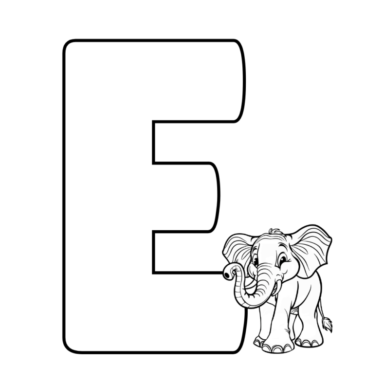Coloring picture letter E