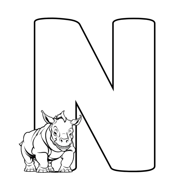 Dibujo para colorear letra N