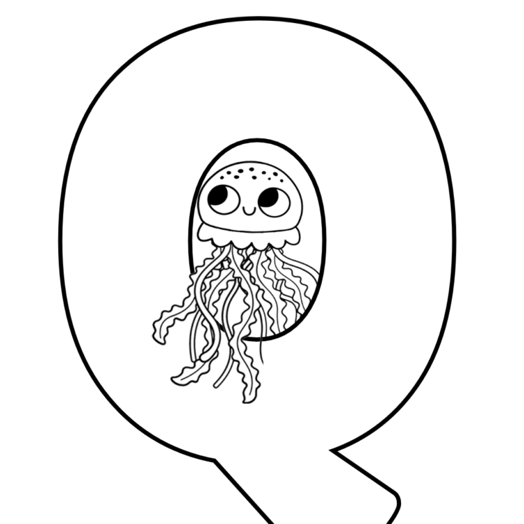 Dibujo para colorear letra Q
