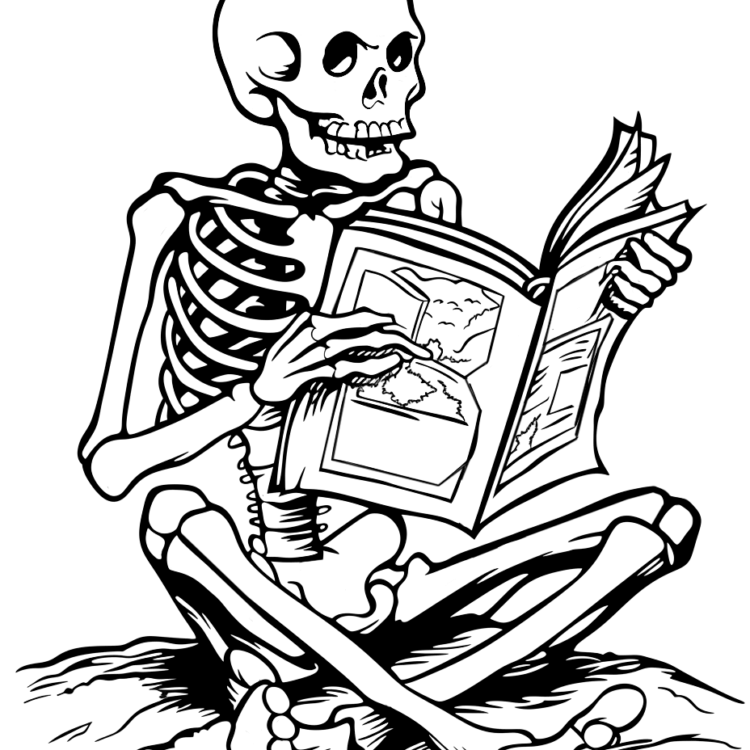 Coloring picture bookworm skeleton