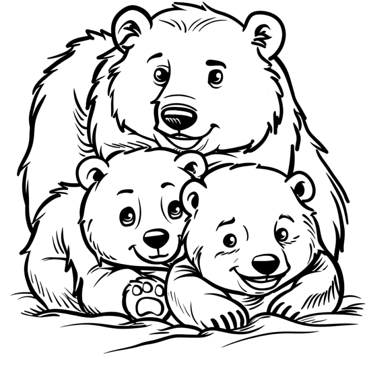 Ausmalbild Eisbärenfamilie