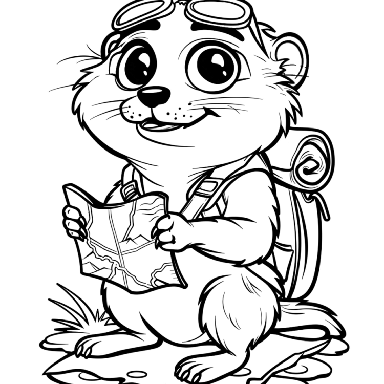 Coloring picture meerkat on the hunt