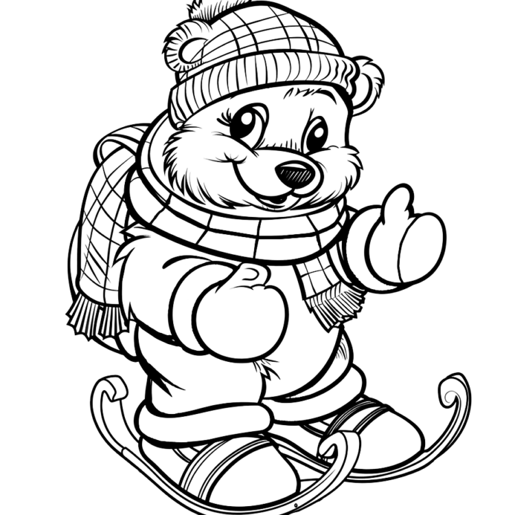 Dibujo para colorear explorando el oso polar