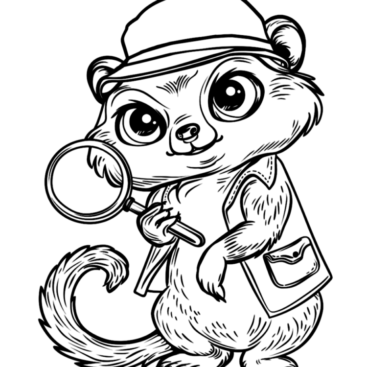Dibujo para colorear explorando la suricata