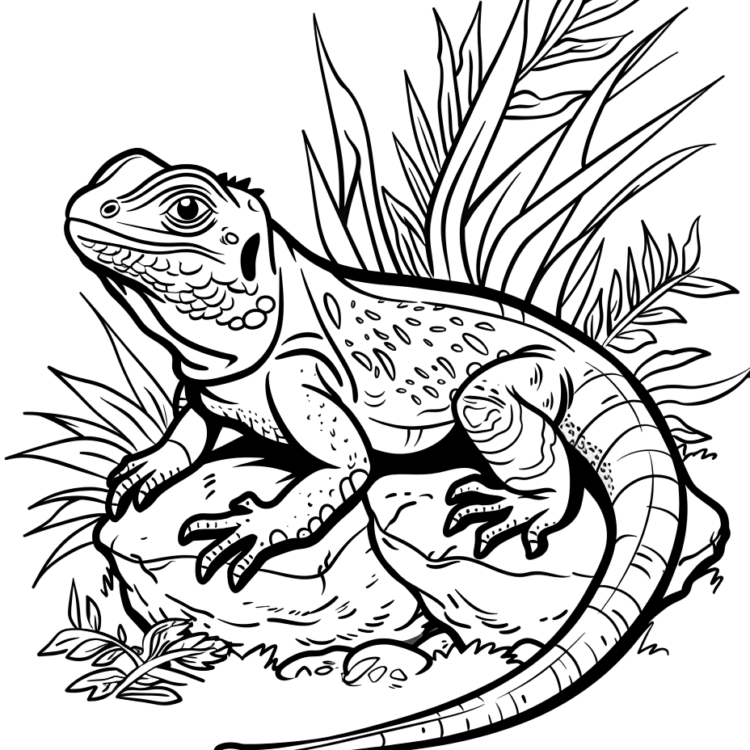 Coloring picture happy lizard