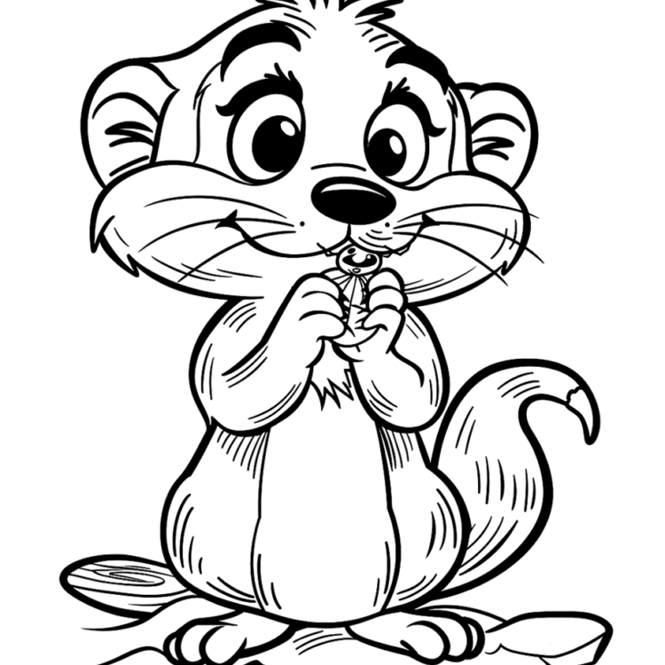Dibujo para colorear suricata feliz