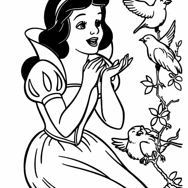 Dibujo para colorear de Blancanieves Feliz