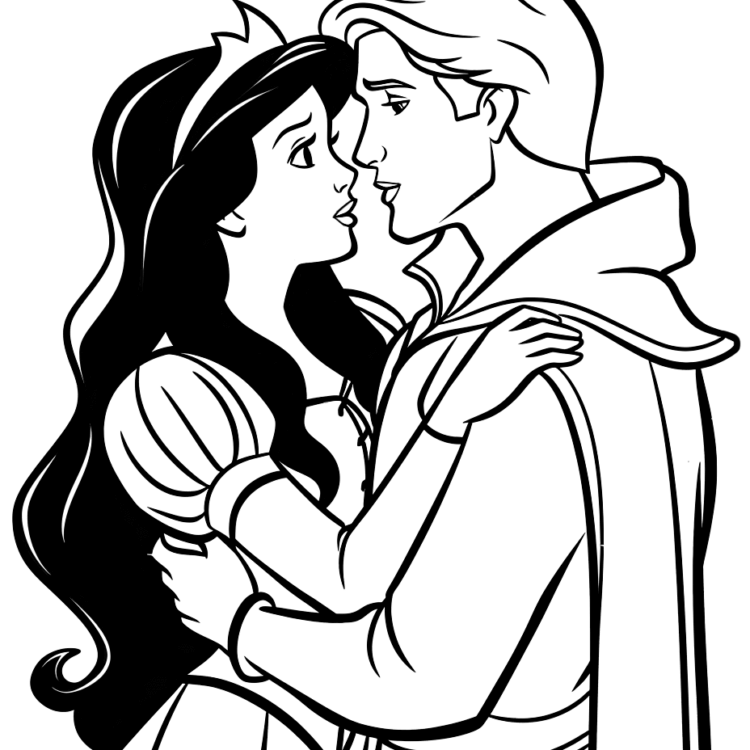 Dibujo para colorear Cuidando a Blancanieves
